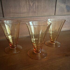 Set of 3 Vintage Amber 4 oz drinking glasses